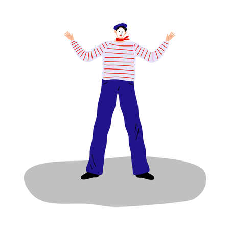 Man clown street atrist in costume during performance on streetのイラスト素材