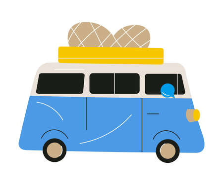 Blue car for family travelling with space for baggage on roof