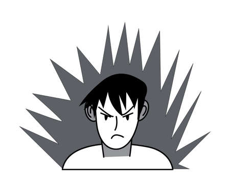 Manga angry man character drawing from traditional japanese comicsのイラスト素材