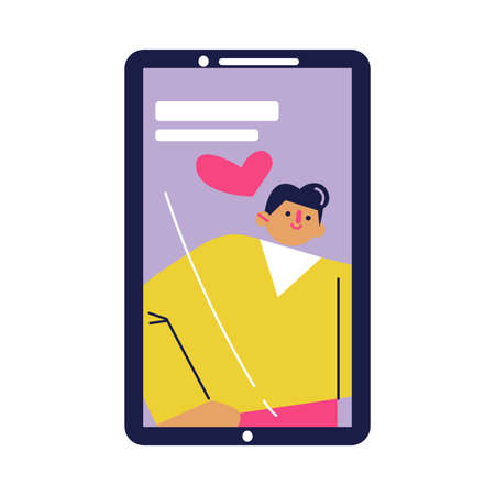 Smartphone screen with online dating in special applicationsのイラスト素材