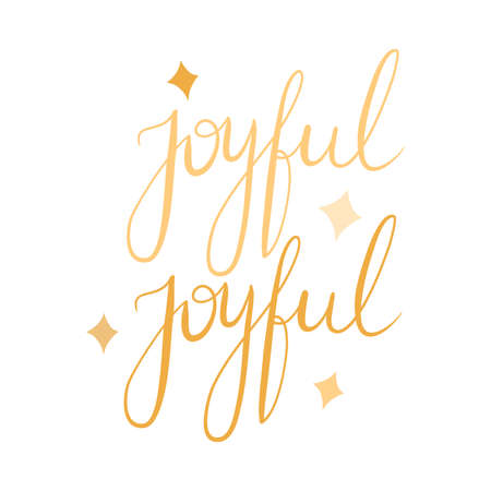 Christmas joyful golden sparkling lettering vector illustrationのイラスト素材