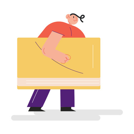 Happy young boy carrying book to home for reading from libraryのイラスト素材