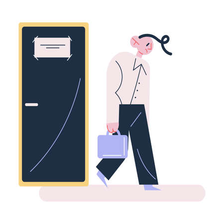 Young man workers walking from office suffering from dismissalのイラスト素材