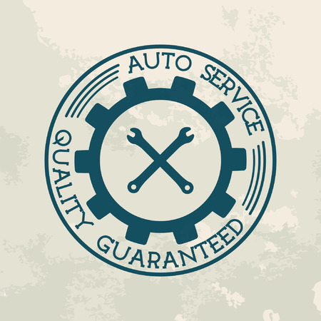 Retro style car repair service label. Auto service. Vector logo design template. Concept for spare parts store.のイラスト素材