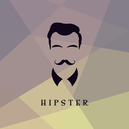 Hipster facewith a mustache, eyebrows and shirt collar. Front view. Vector illustration.のイラスト素材