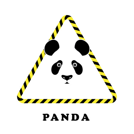 Icon head panda in a triangle tape danger. Collection concept vector pictogram for infographic project and logo.のイラスト素材