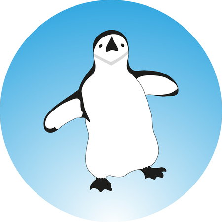 Black and white cartoon sketch illustration of penguinのイラスト素材