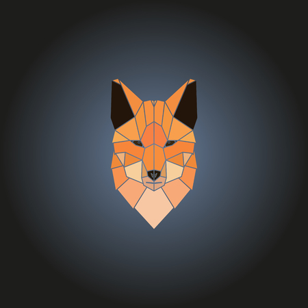 Head fox logo in geometry style. Vector design element.のイラスト素材