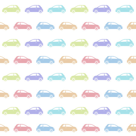 Seamless pattern of colorful vintage city car silhouettes vector backgroundのイラスト素材