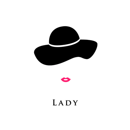 Lady with Hat. Fashion Beauty Logo.のイラスト素材