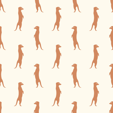 Seamless pattern meerkat stands guard alarm attention. Abstract animal background. Brown suricate.のイラスト素材