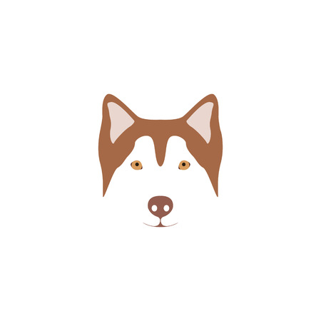 Brown head of a dog breed Siberian Husky with blue eye. Easy recolor design element.のイラスト素材