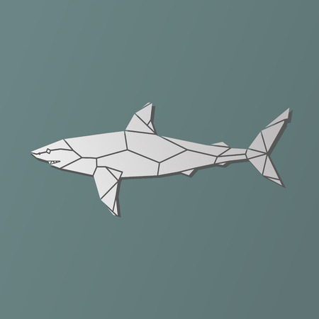 Polygonal geometric vector grey shark vector illustration.のイラスト素材