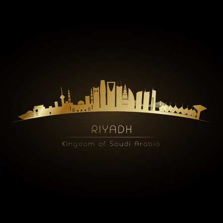 Golden Riyadh Saudi Arabia city skylineのイラスト素材
