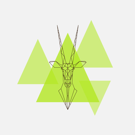 Antelope Oryx head geometric lines silhouette. illustration.のイラスト素材