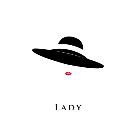 Lady retro hat icon isolated on white background. Vector illustration.のイラスト素材