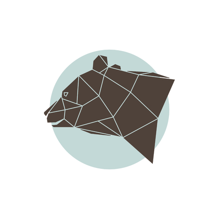 Abstract geometric brown bear head with side view.  Vector illustration.のイラスト素材
