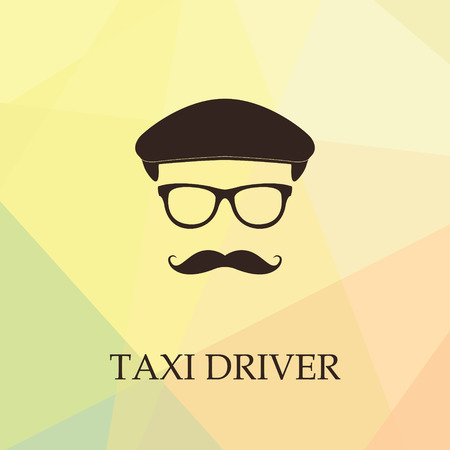Taxi driver icon. Man with hat and moustache. Vector illustration.のイラスト素材