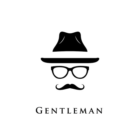 Mustache, glasses and a hat illustration. Gentleman icon.のイラスト素材