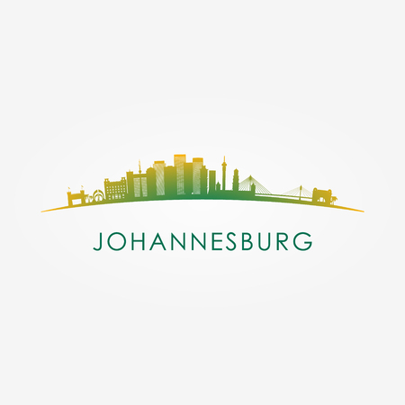Johannesburg, South Africa skyline silhouette red vector design on white background.のイラスト素材