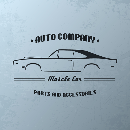 Vintage muscle car company logo design. Vector template.のイラスト素材