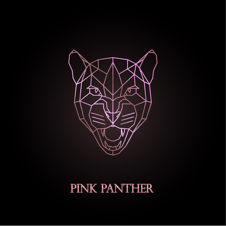 Pink panther logo design. Polygonal style. Vector illustration.のイラスト素材