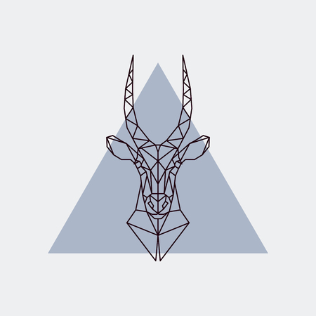 Antelope head in polygonal style. Triangle vector illustration of animal for use as a print on t-shirt and poster.のイラスト素材