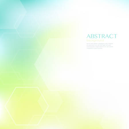 Geometric abstract background with hexagonal shapes. Green and yellow blur background. Vector illustration.のイラスト素材
