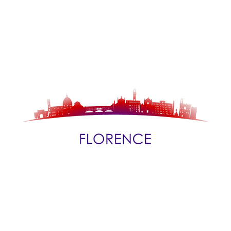 Florence, Italy skyline silhouette. Vector design city on white background.のイラスト素材