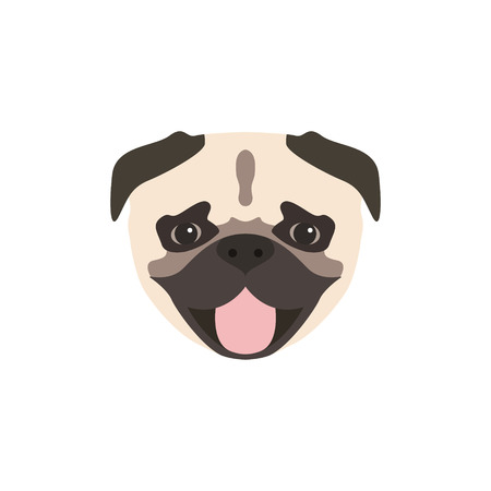 Pug dog icon isolated on white background. Animal vector illustration.のイラスト素材