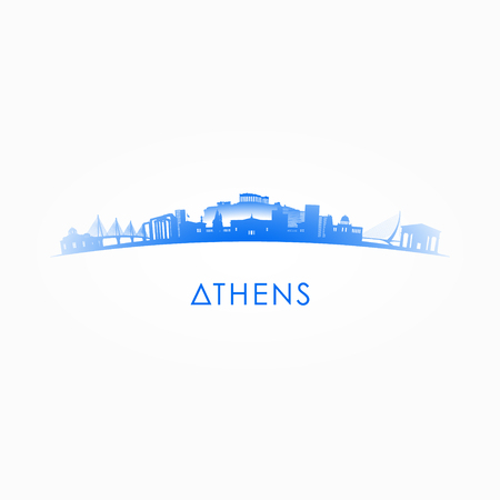 Athens, Greece skyline silhouette. Vector design city on white background.のイラスト素材