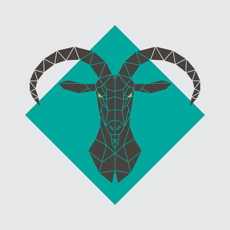 Mountain goat polygonal head. Vector illustration.のイラスト素材