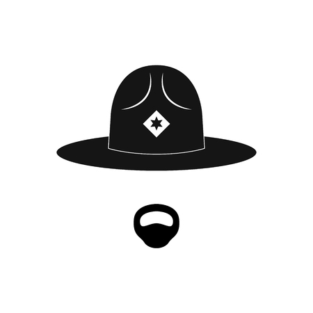 Sheriff avatar. Mustachioed policeman in circle hat.のイラスト素材