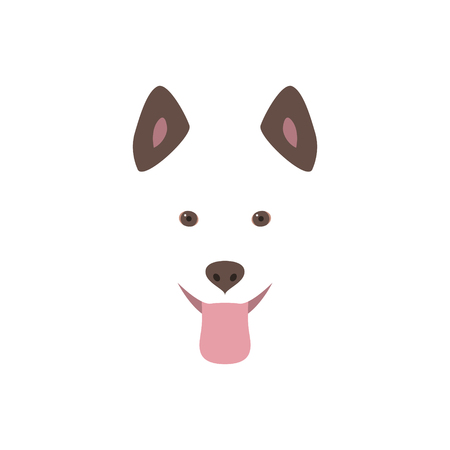 Cute cartoon dog head, smiling and sticking out tongue. Flat simple vector illustration.のイラスト素材