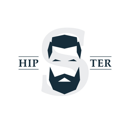 The bearded hipster emblem.のイラスト素材