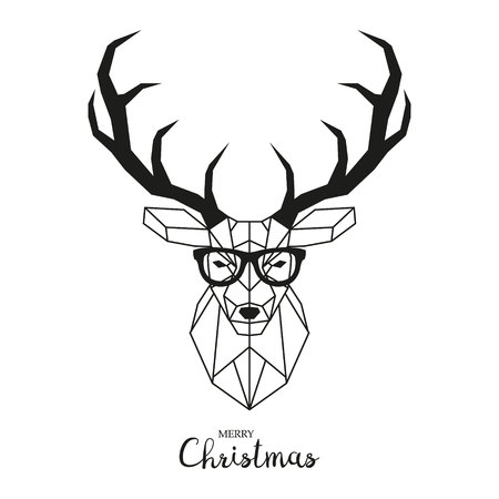 Hipster deer with glasses. Modern geometric vector illustration.のイラスト素材
