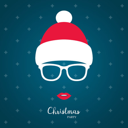 Girl in winter red hat, christmas concept illustration.のイラスト素材