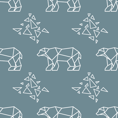 Abstract polygonal polar bear seamless pattern. Vector illustration.のイラスト素材