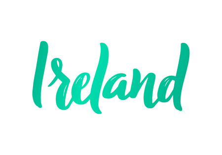 Ireland  Hand-lettering calligraphy. Hand drawn brush calligraphy. City lettering design. Vector illustration.のイラスト素材