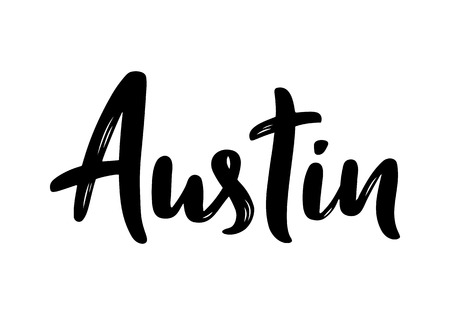 Austin, Texas. Hand-lettering calligraphy. Hand drawn brush calligraphy. City lettering design. Vector illustration.のイラスト素材