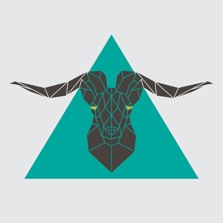 Polygonal head mountain sheep. Vector illustration.のイラスト素材