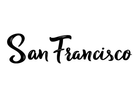 San Francisco hand-lettering calligraphy. Hand drawn brush calligraphy. City lettering design. Vector illustration.のイラスト素材