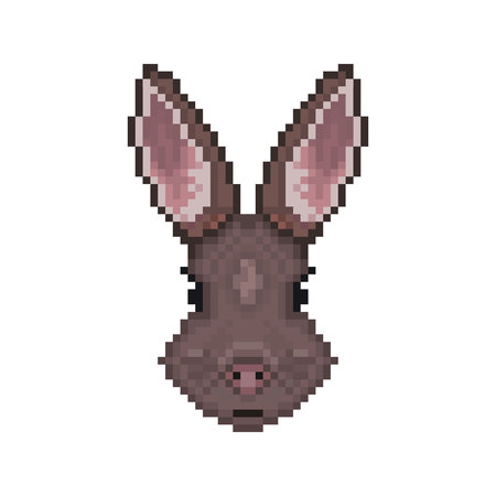 Rabbit head in pixel art style. Vector illustration.のイラスト素材
