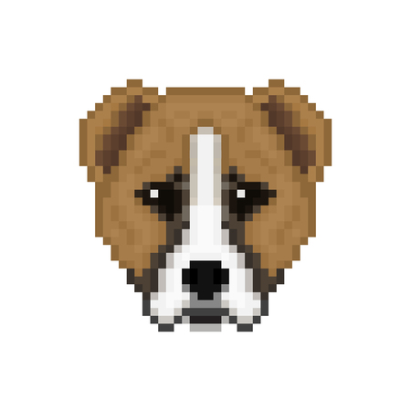 Head Alabai dog in pixel art style. Vector illustration.のイラスト素材