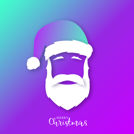 Portrait of Santa Claus in bright colors. Paper cut style. Christmas illustration.のイラスト素材