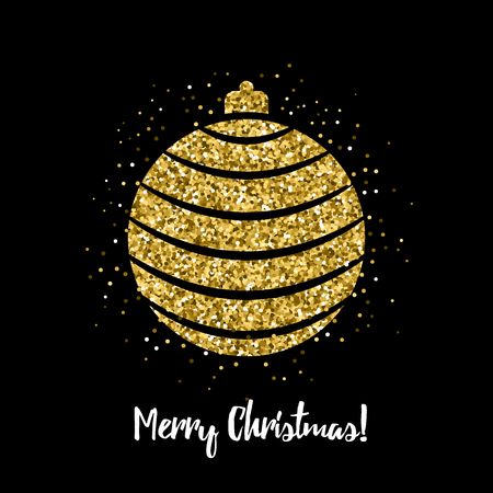 Christmas ball with glitter effect. Vector card design.のイラスト素材
