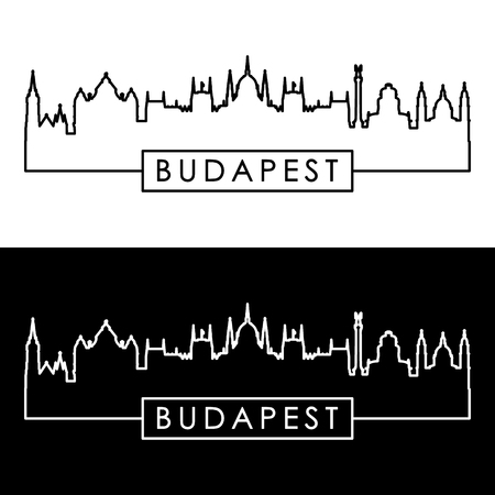 Budapest skyline. Linear style. Editable vector file.のイラスト素材