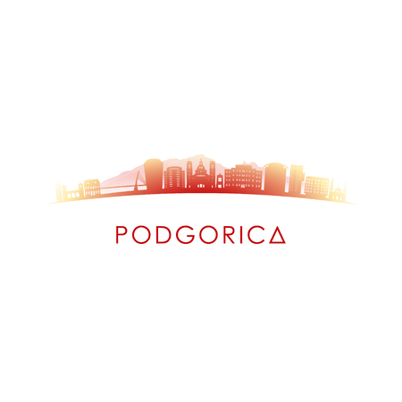 Podgorica skyline silhouette. Vector design colorful illustration.のイラスト素材