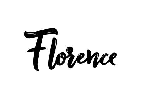 Florence handwritten calligraphy. Hand drawn brush lettering. City lettering. Vector design template.のイラスト素材