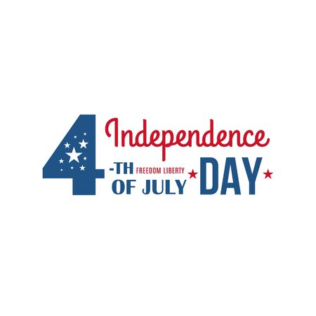 4th of July United States of America holiday banner. Vector greeting card with lettering.のイラスト素材